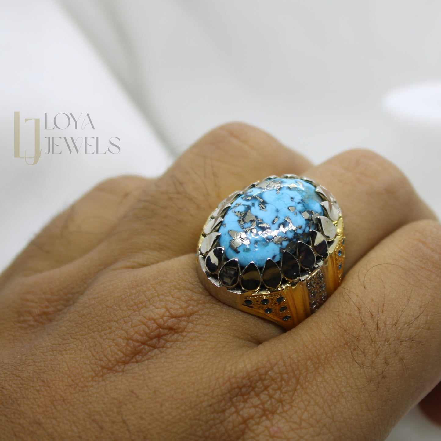 Natural Shajri Feroza Turquoise Ring