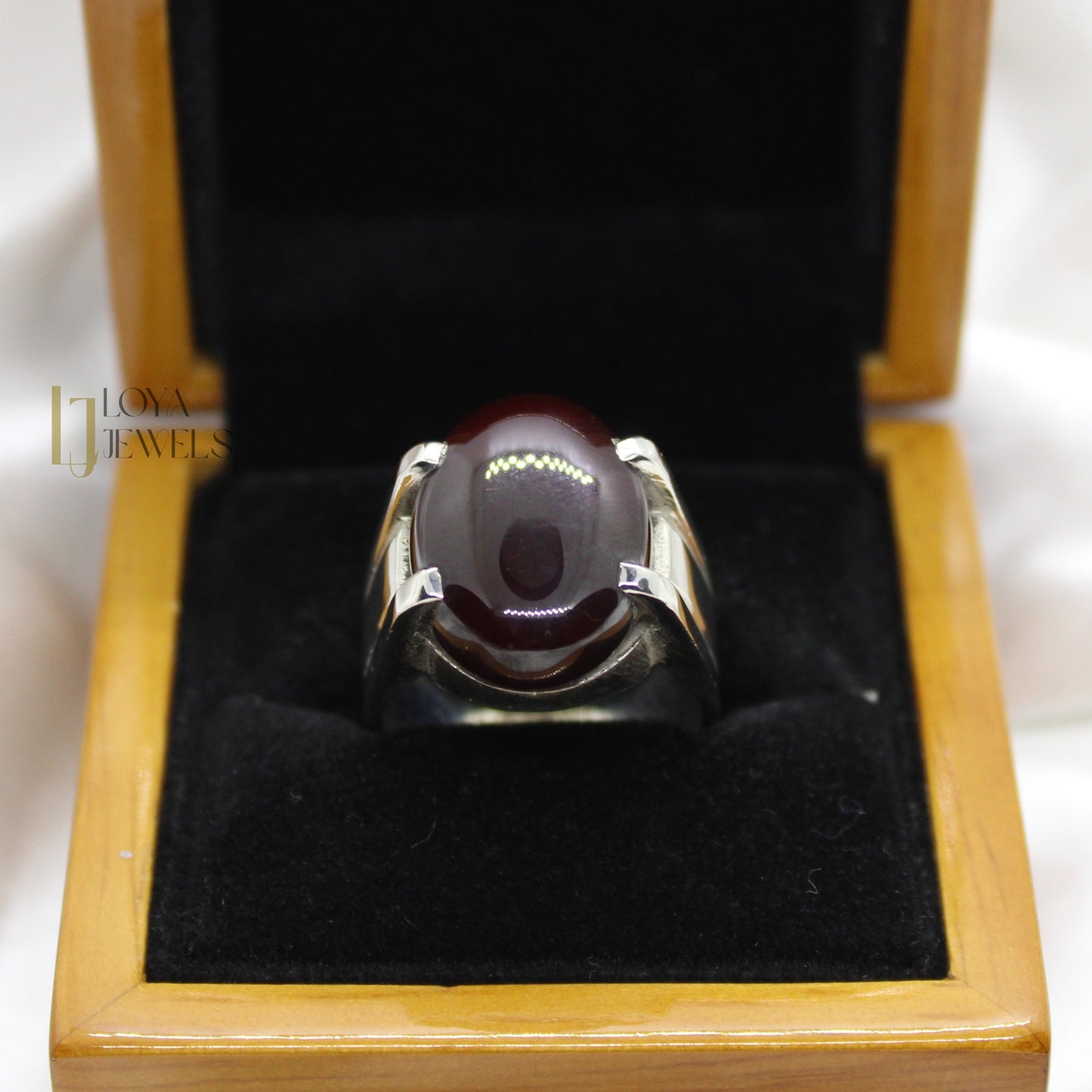 Natural Black Aqeeq Agate Ring