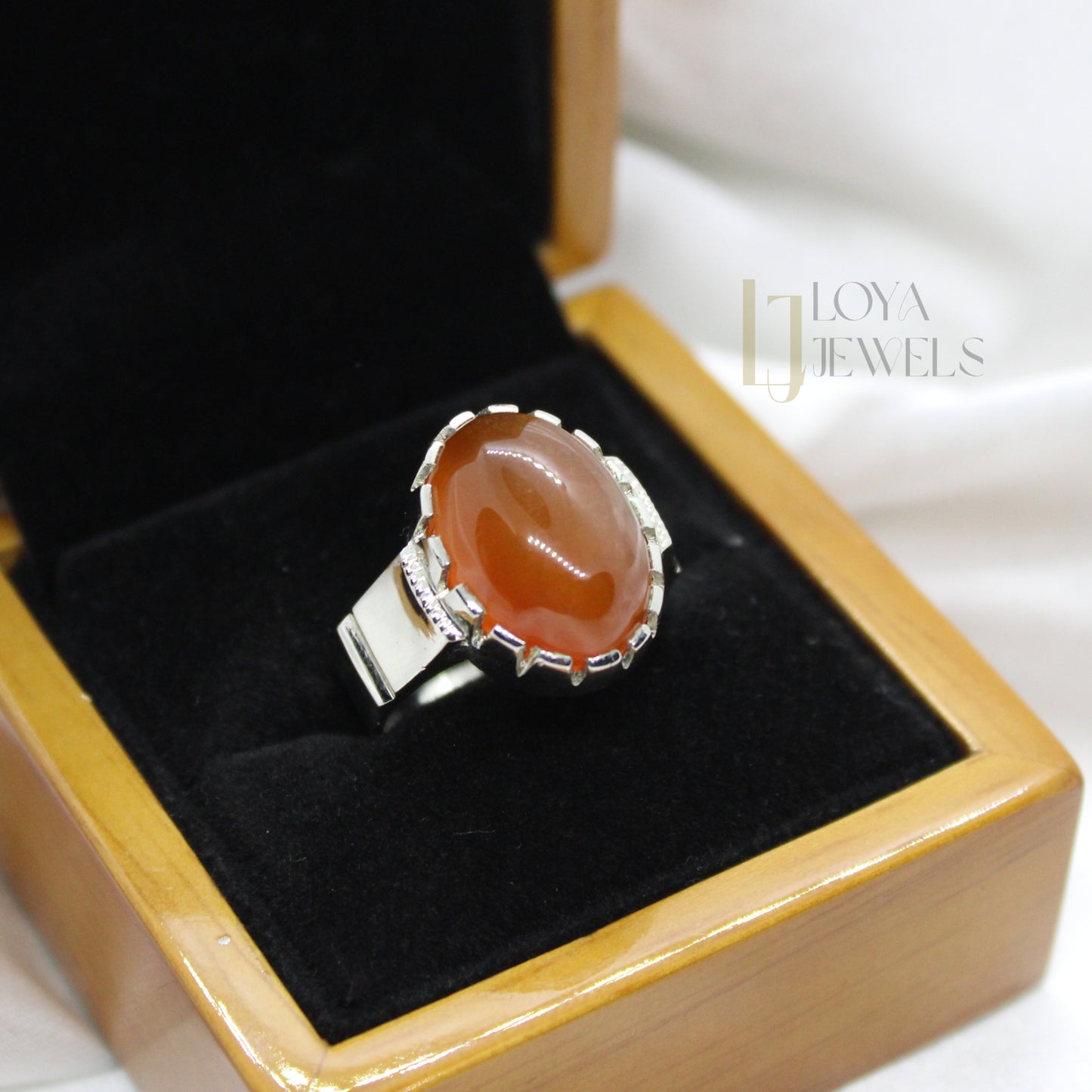 Natural Brown Aqeeq Agate Ring