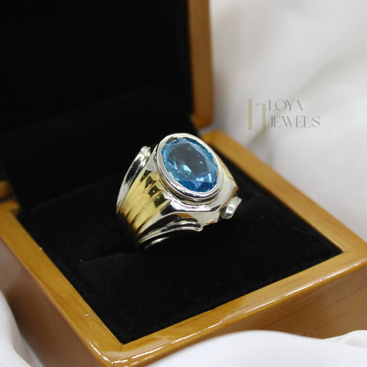 Natural Blue Topaz Ring