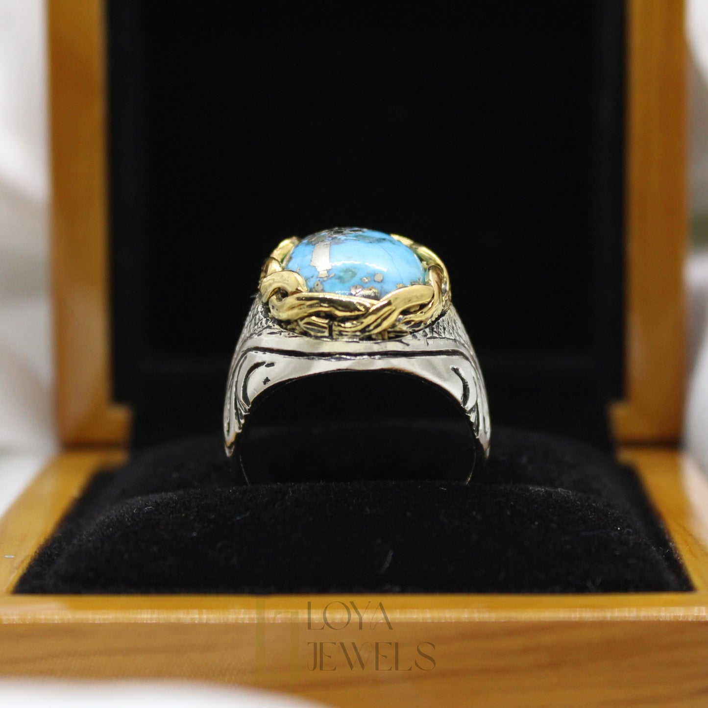 Natural Shajri Feroza Turquoise Ring