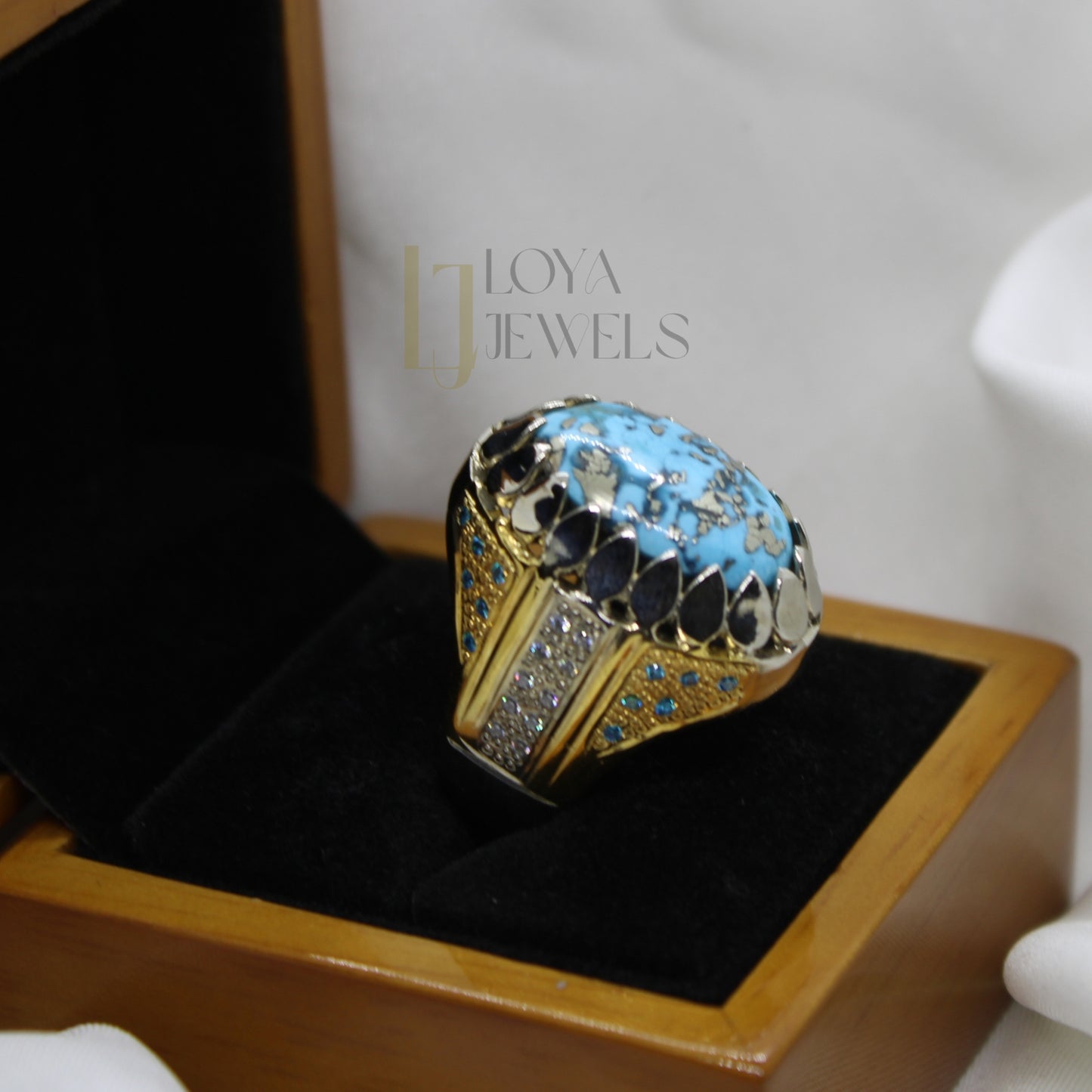 Natural Shajri Feroza Turquoise Ring