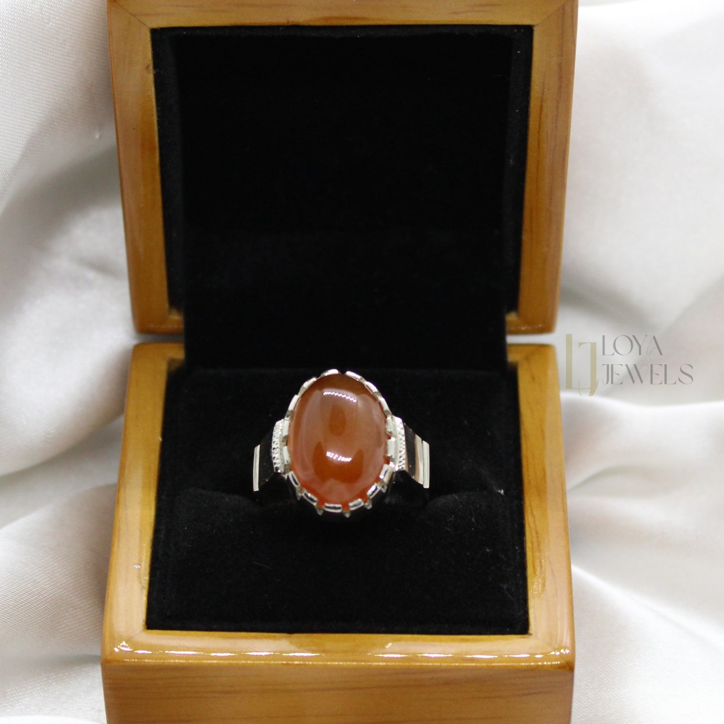 Natural Brown Aqeeq Agate Ring