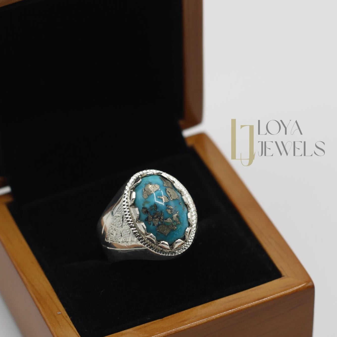 Natural Shajri Feroza Turquoise Ring