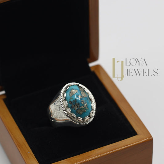 Natural Shajri Feroza Turquoise Ring