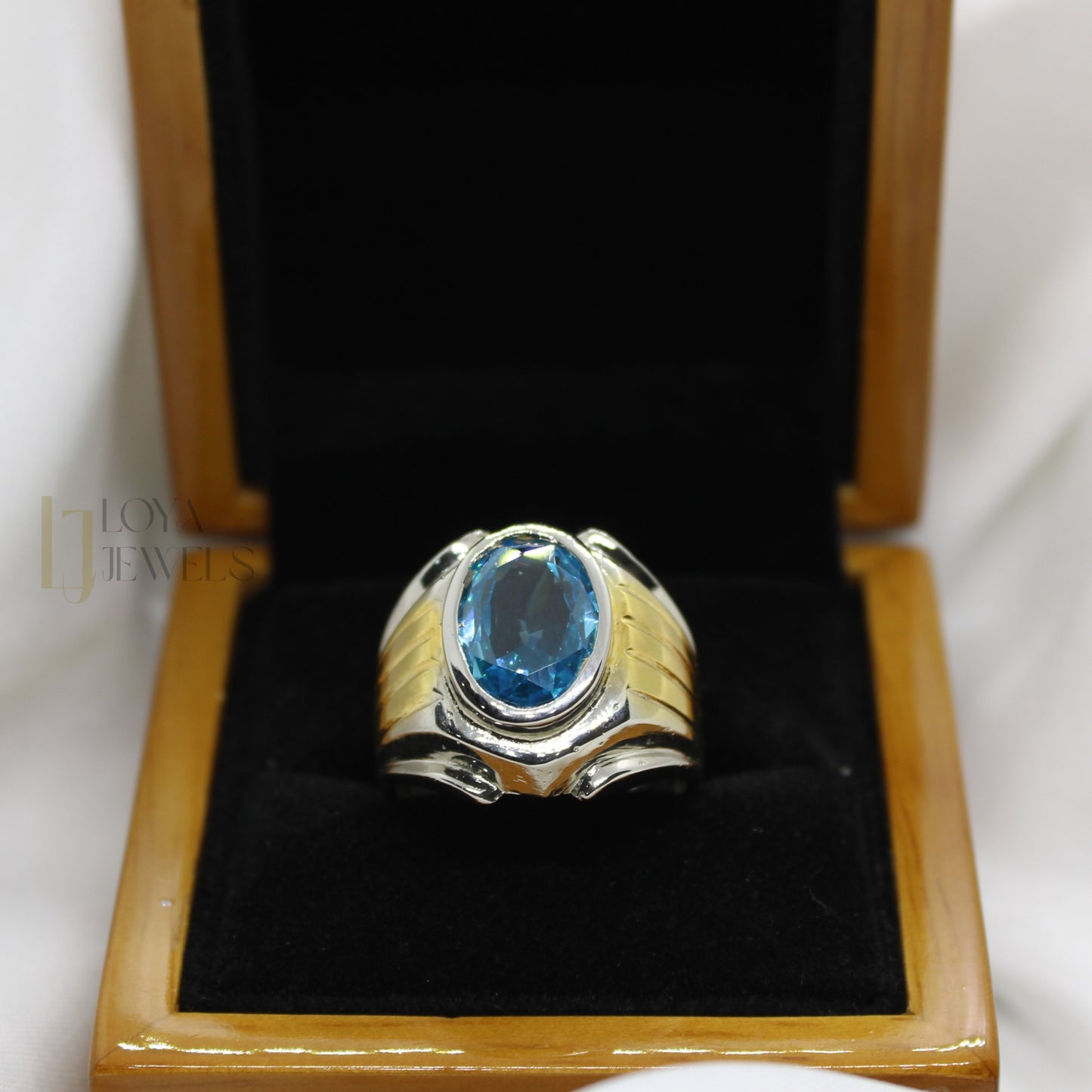 Natural Blue Topaz Ring