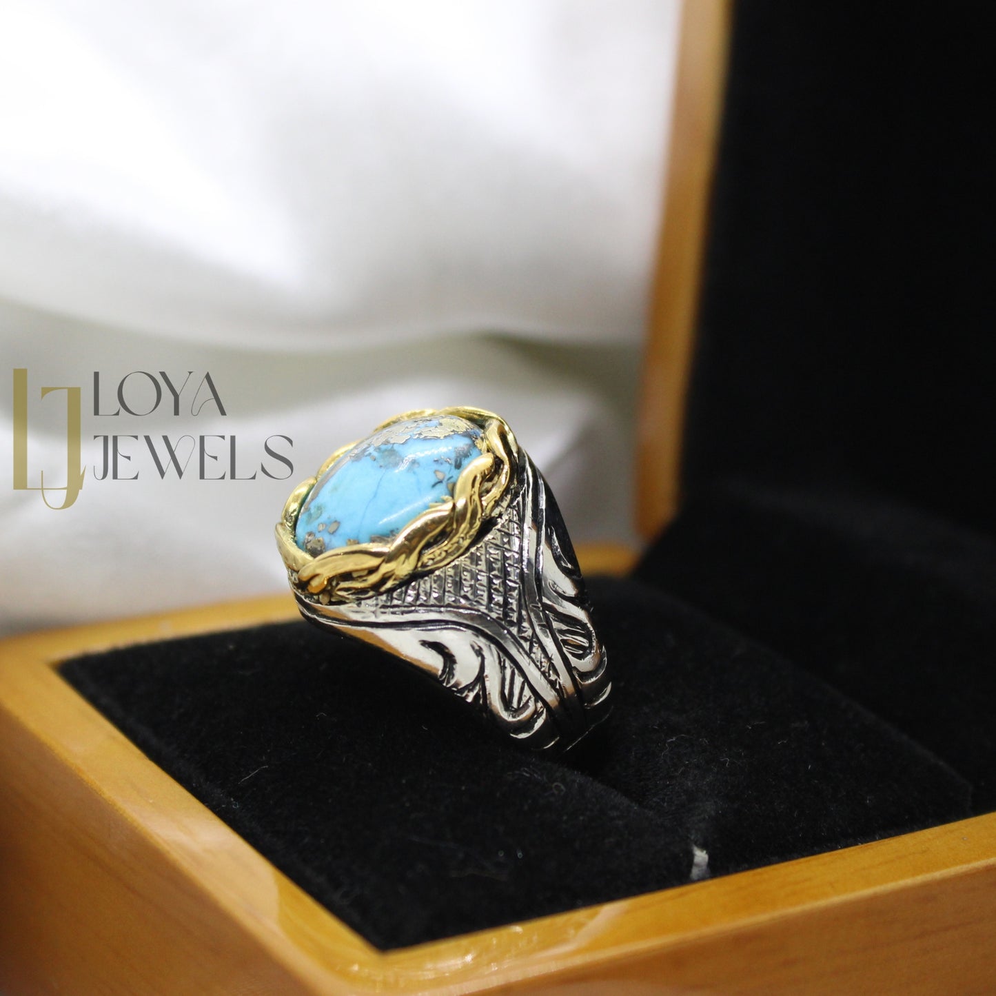 Natural Shajri Feroza Turquoise Ring