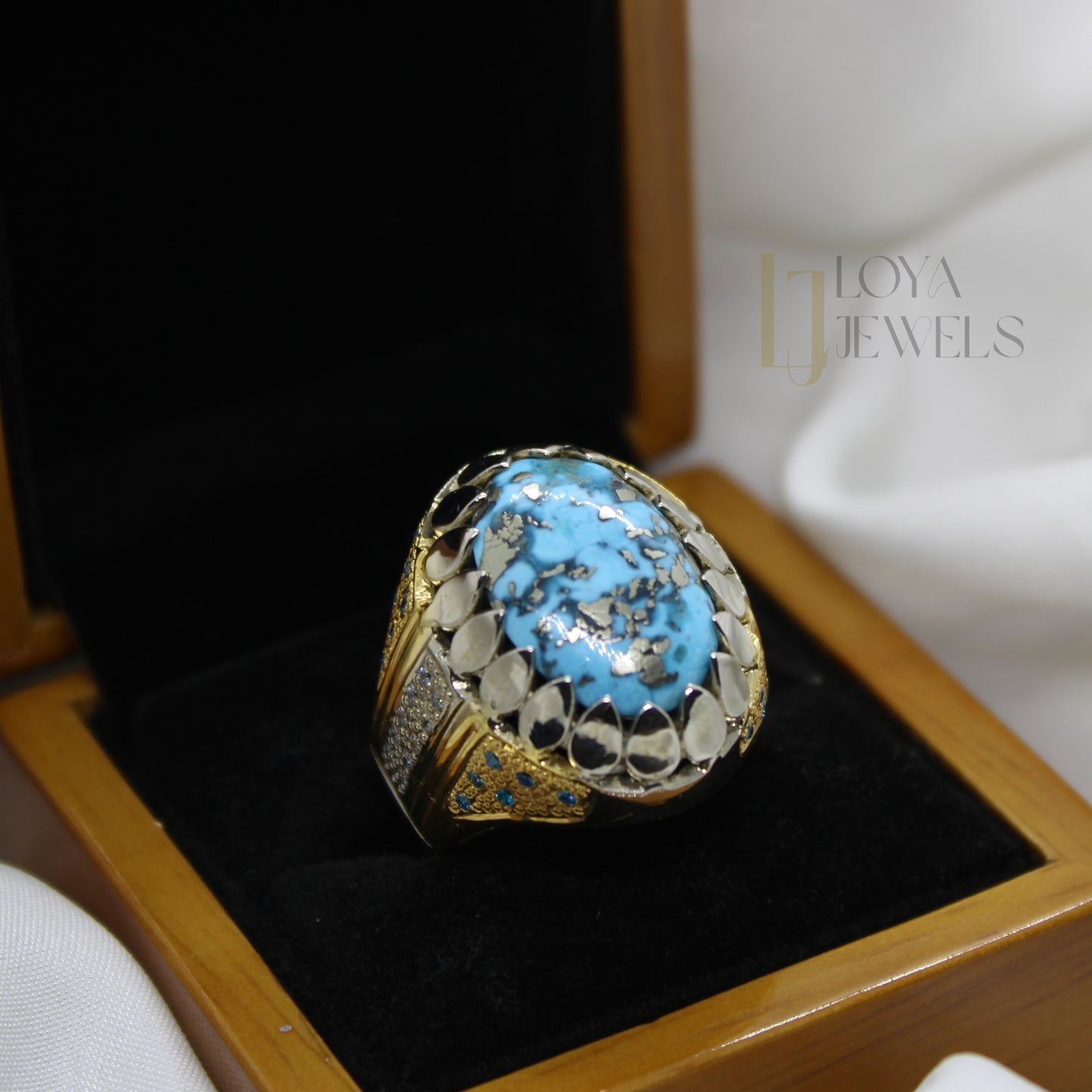 Natural Shajri Feroza Turquoise Ring