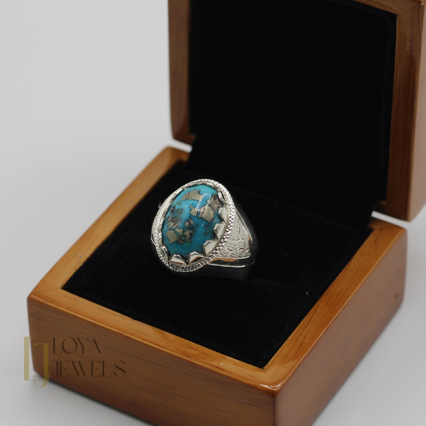 Natural Shajri Feroza Turquoise Ring