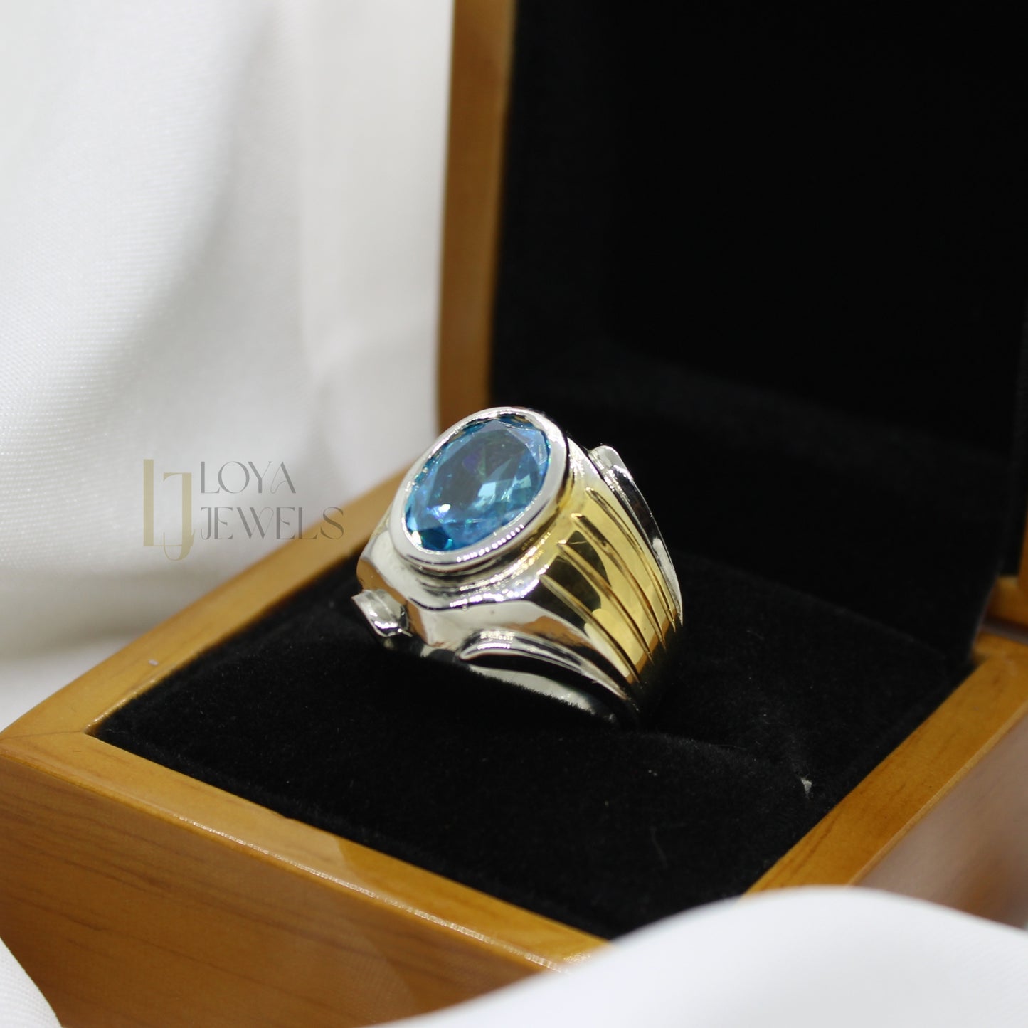 Natural Blue Topaz Ring