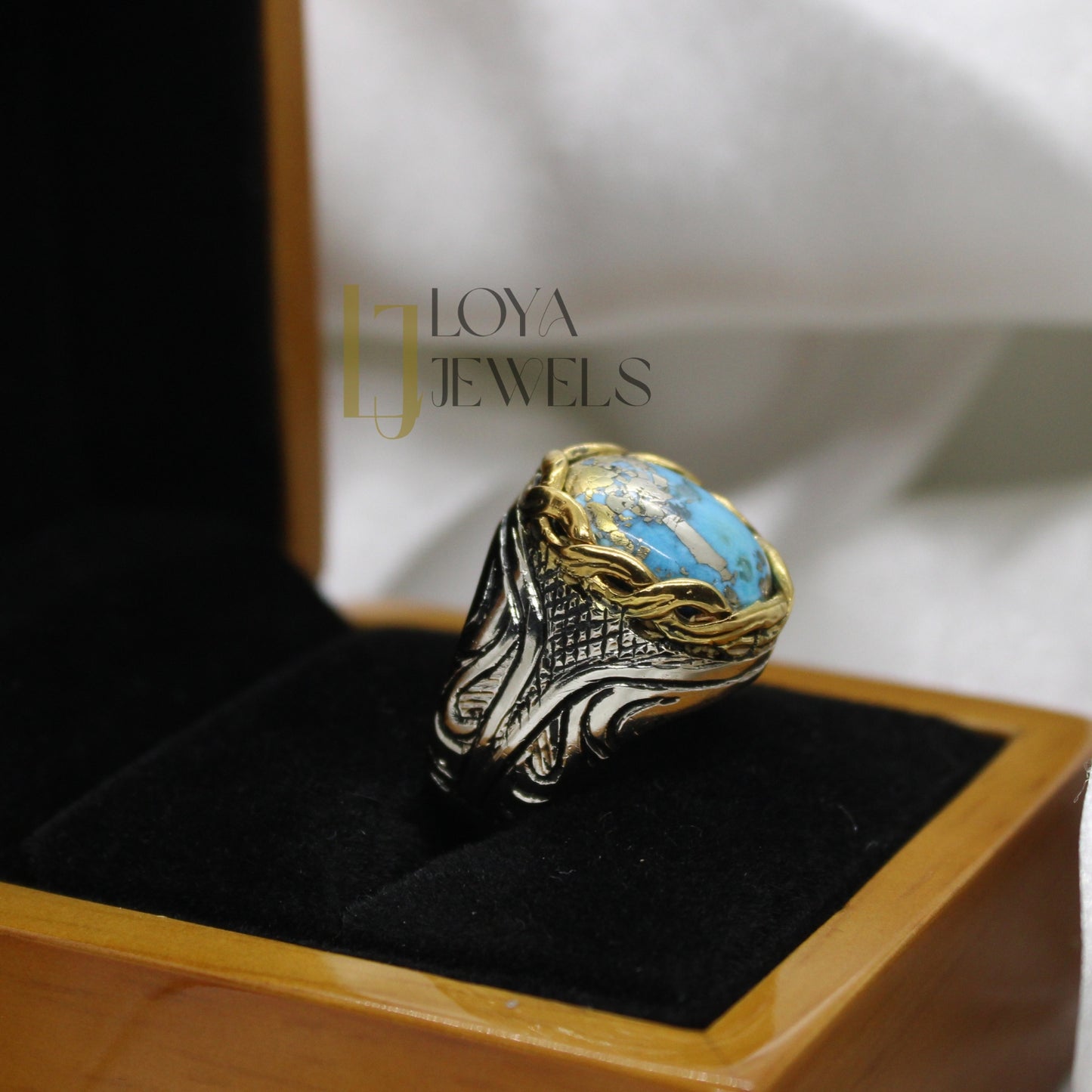 Natural Shajri Feroza Turquoise Ring