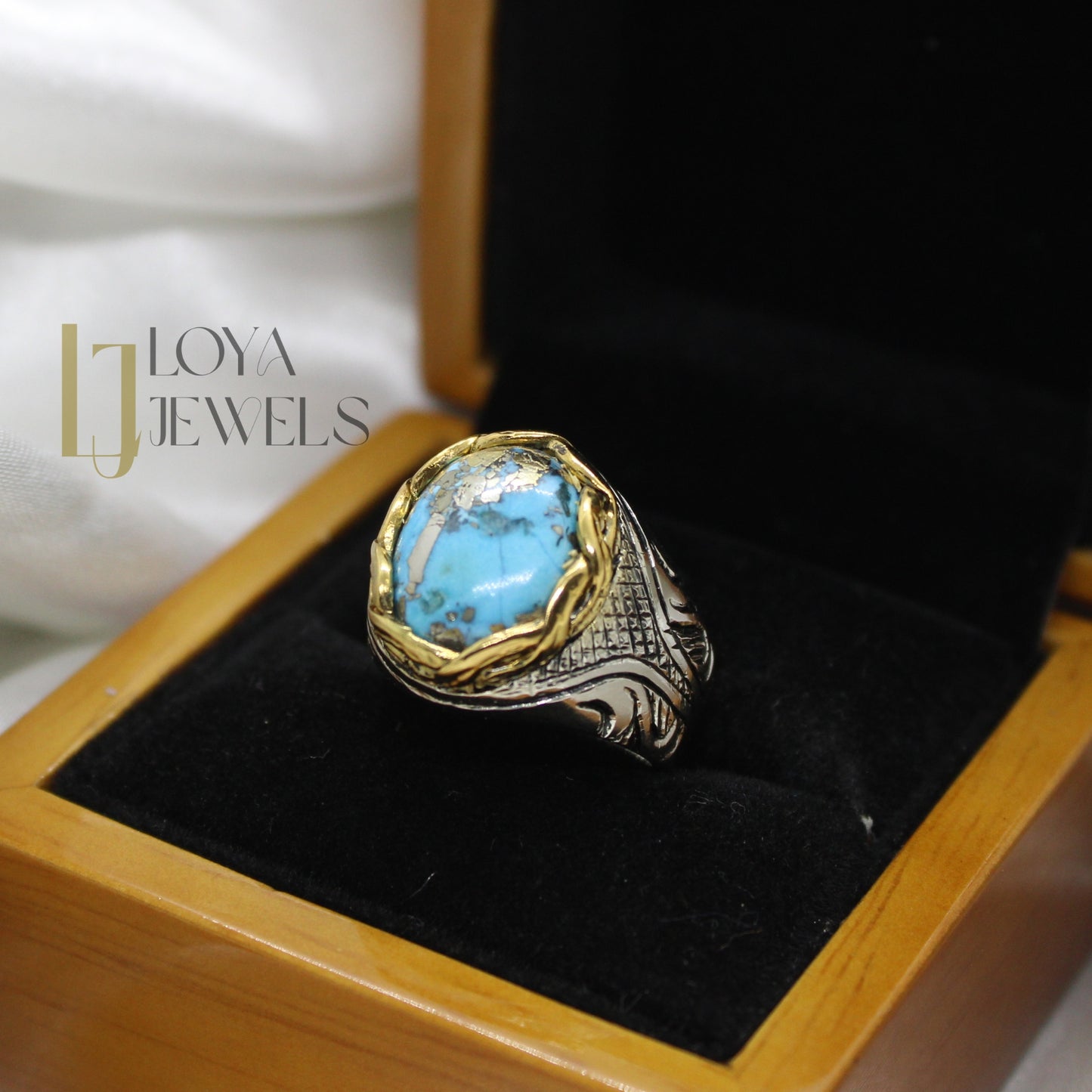 Natural Shajri Feroza Turquoise Ring