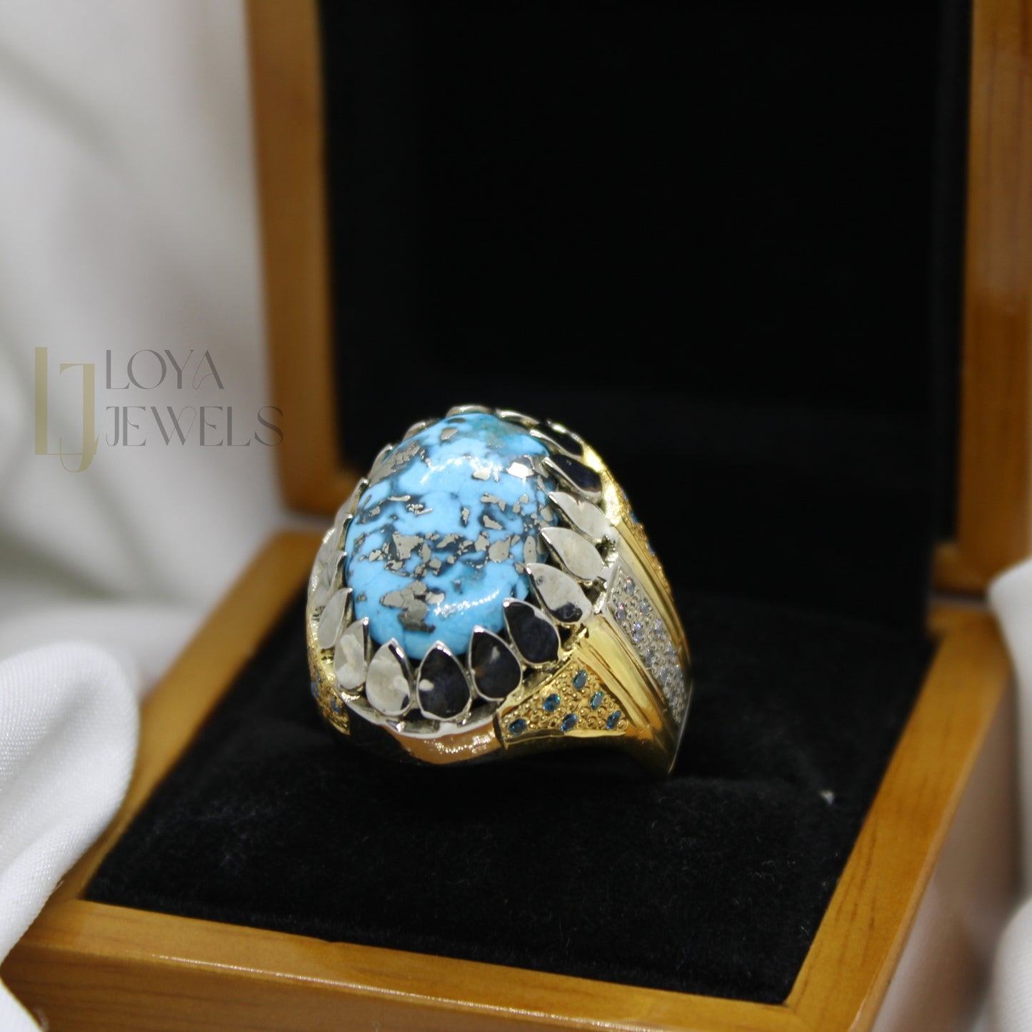 Natural Shajri Feroza Turquoise Ring