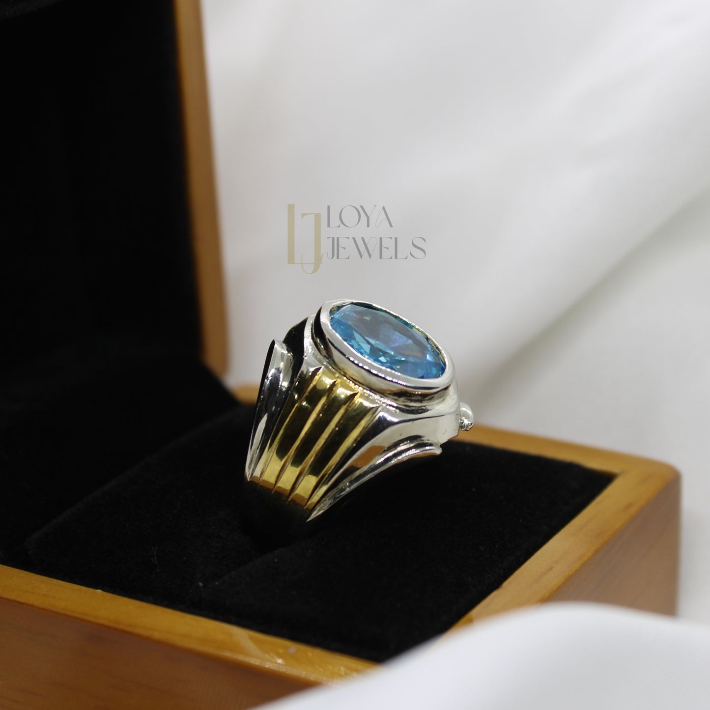 Natural Blue Topaz Ring