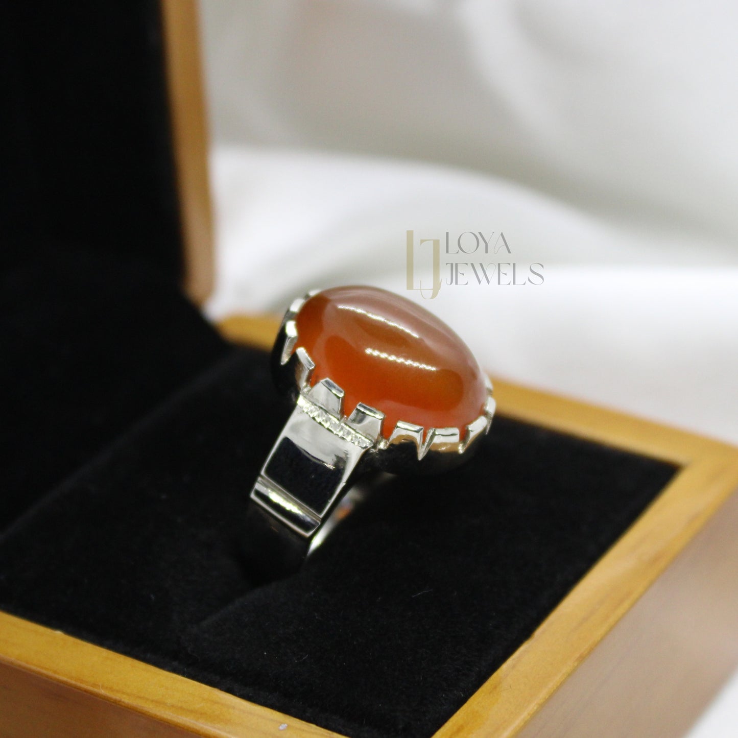 Natural Brown Aqeeq Agate Ring