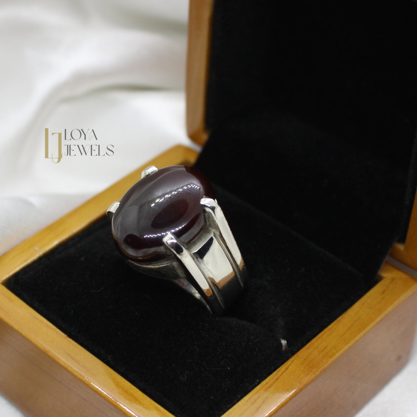 Natural Black Aqeeq Agate Ring