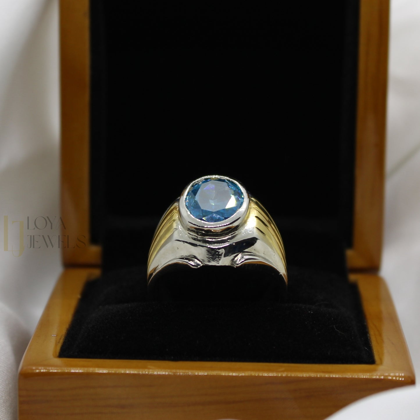 Natural Blue Topaz Ring