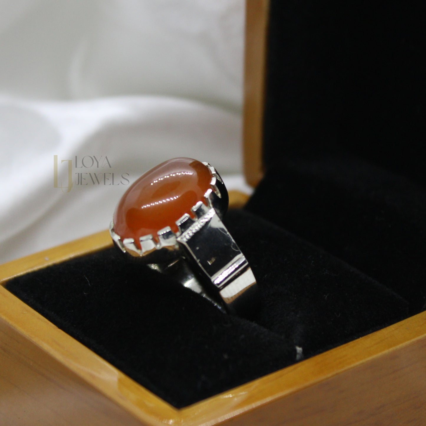 Natural Brown Aqeeq Agate Ring