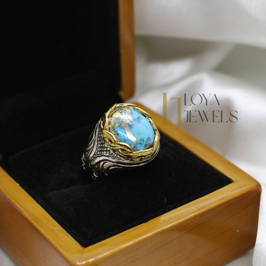 Natural Shajri Feroza Turquoise Ring