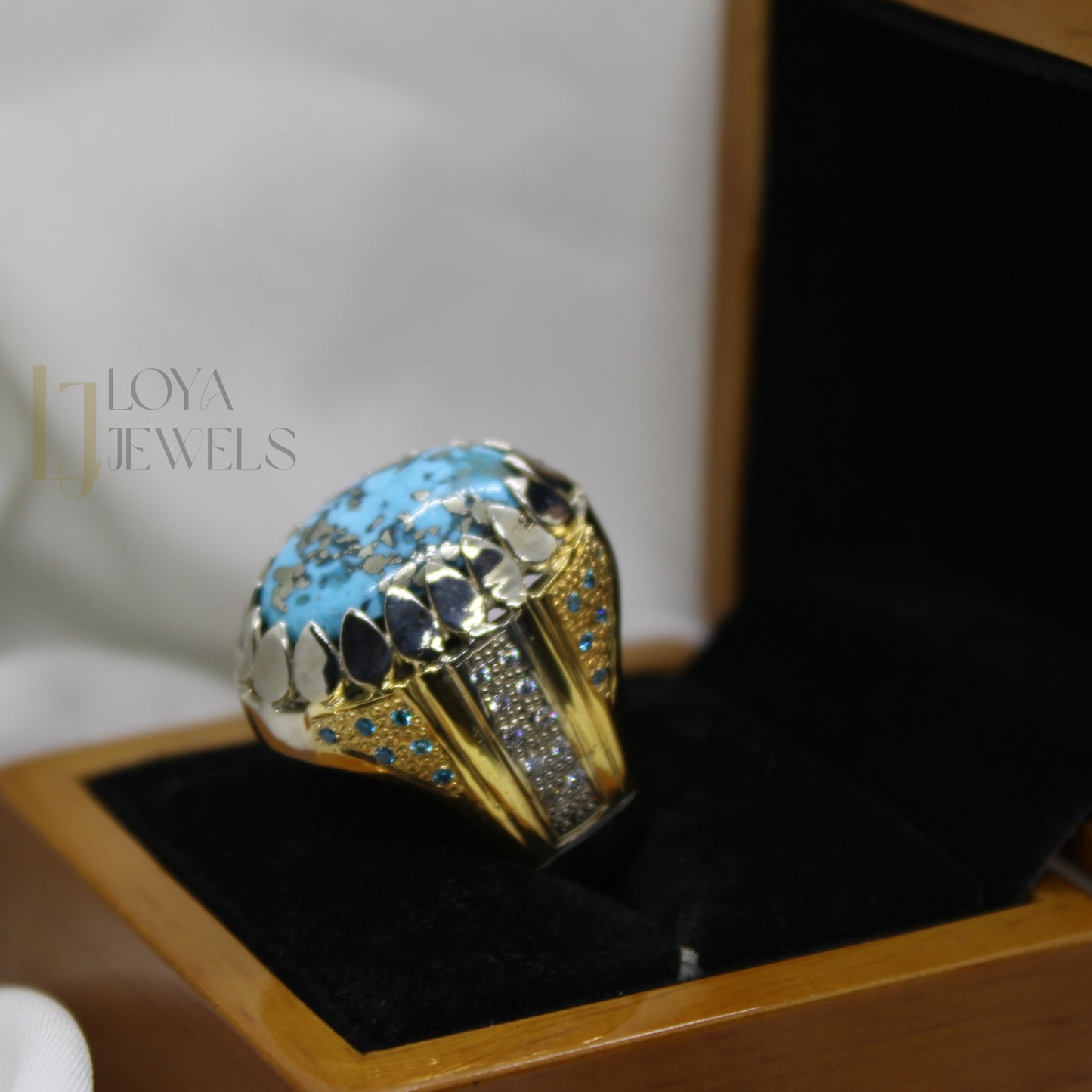 Natural Shajri Feroza Turquoise Ring