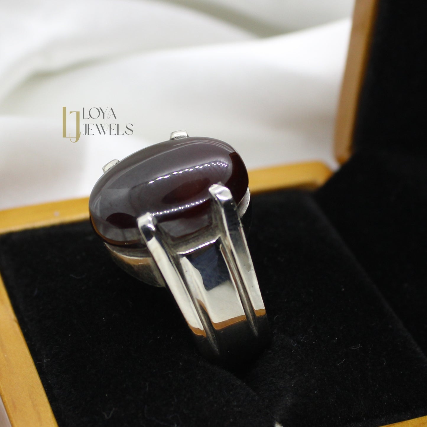 Natural Black Aqeeq Agate Ring