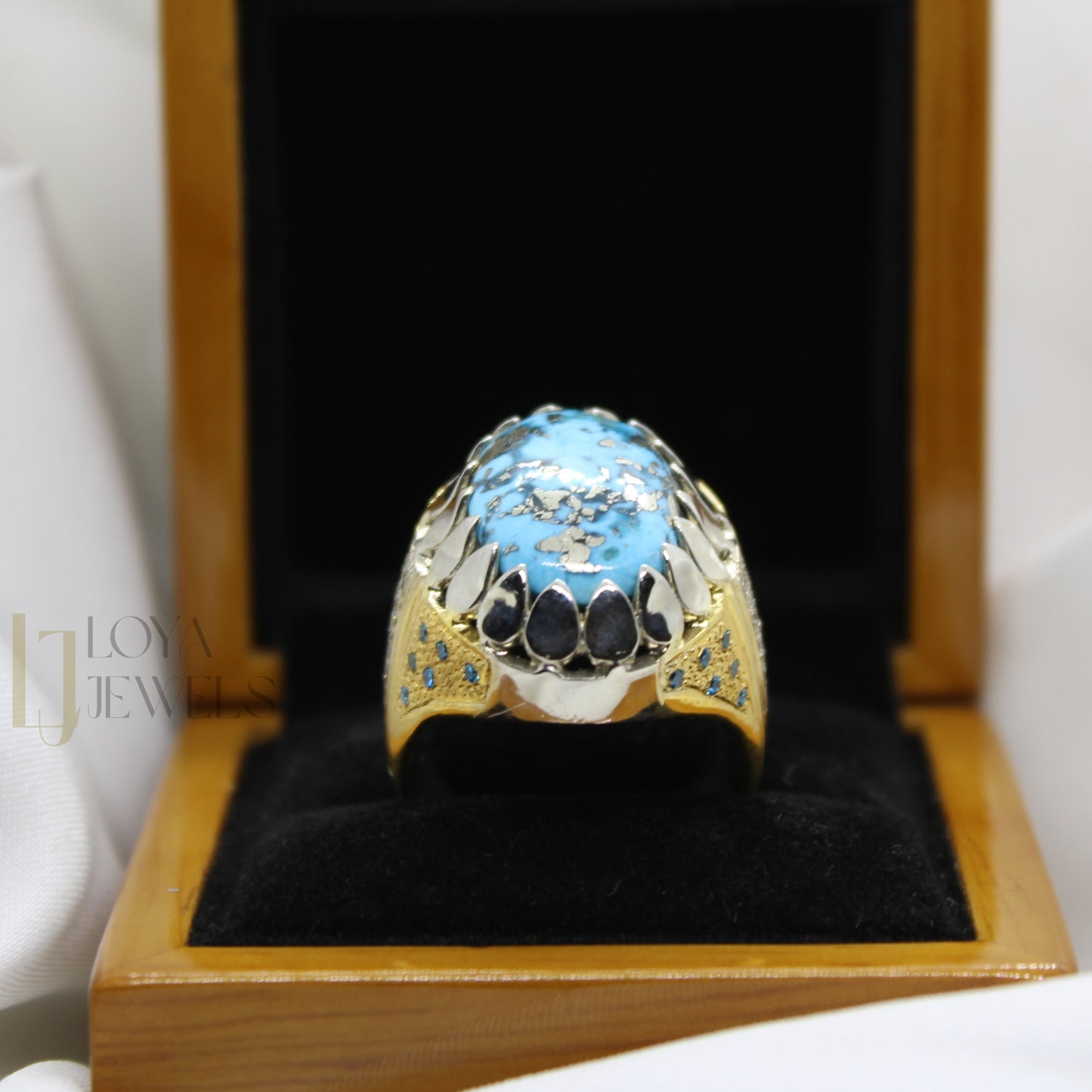 Natural Shajri Feroza Turquoise Ring