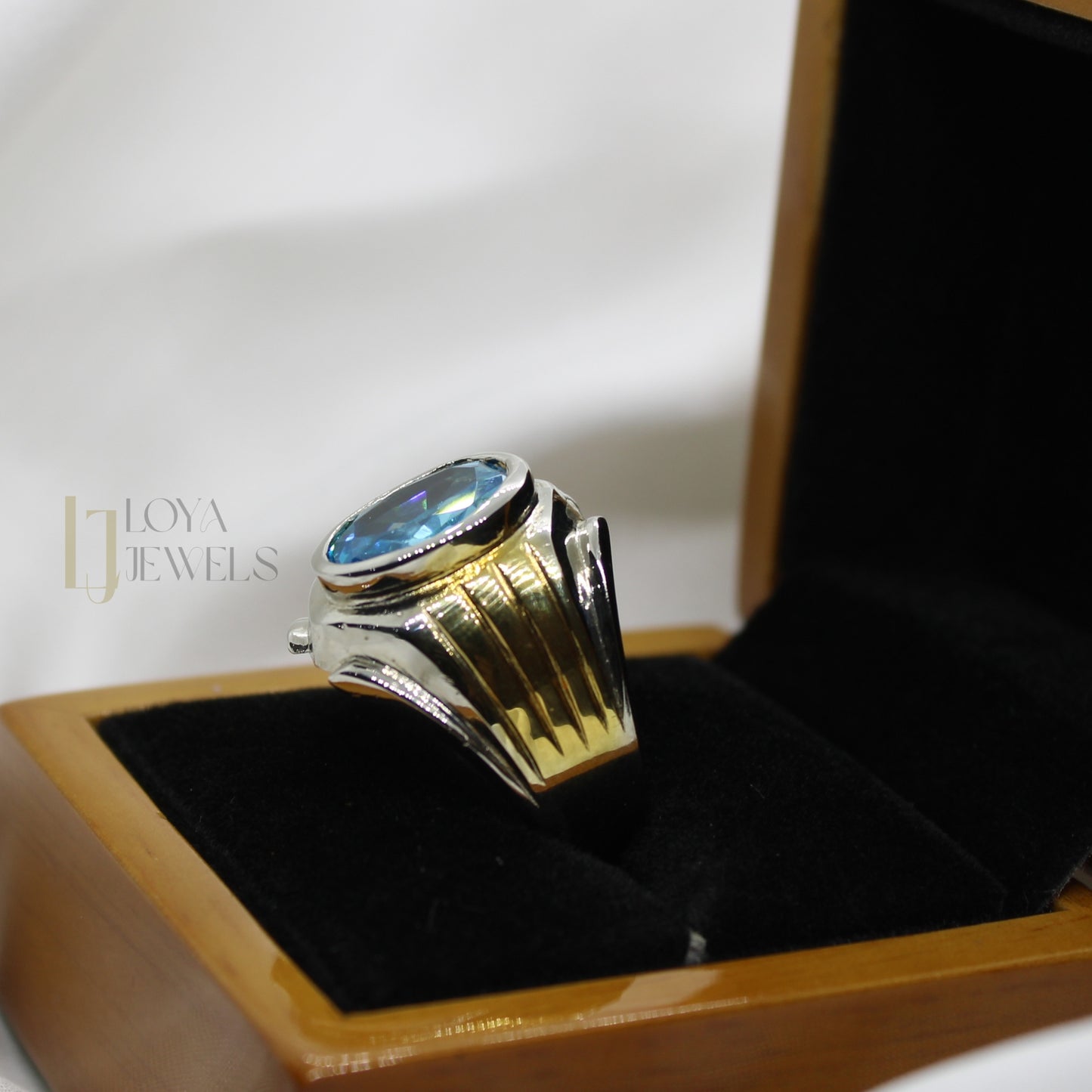 Natural Blue Topaz Ring