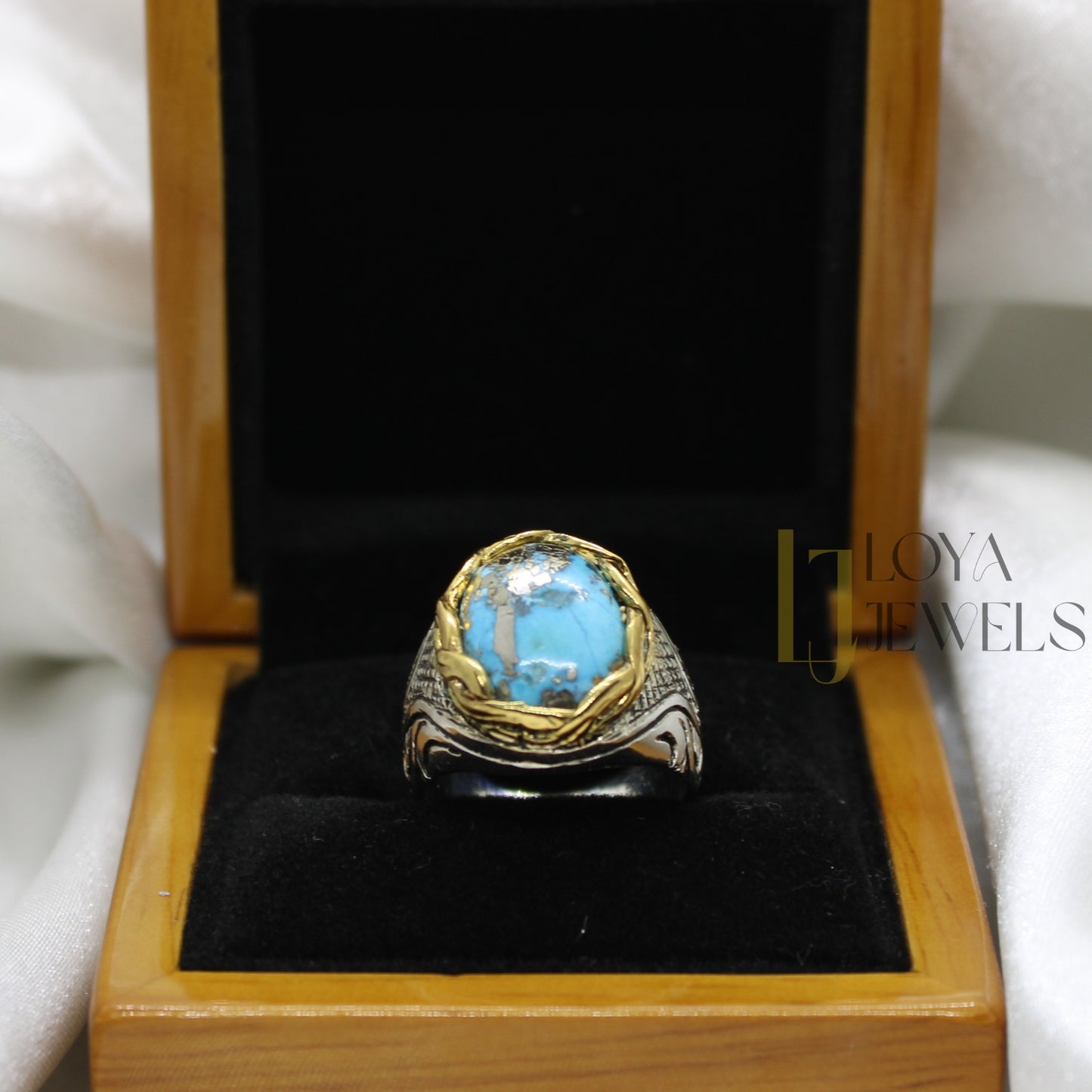 Natural Shajri Feroza Turquoise Ring