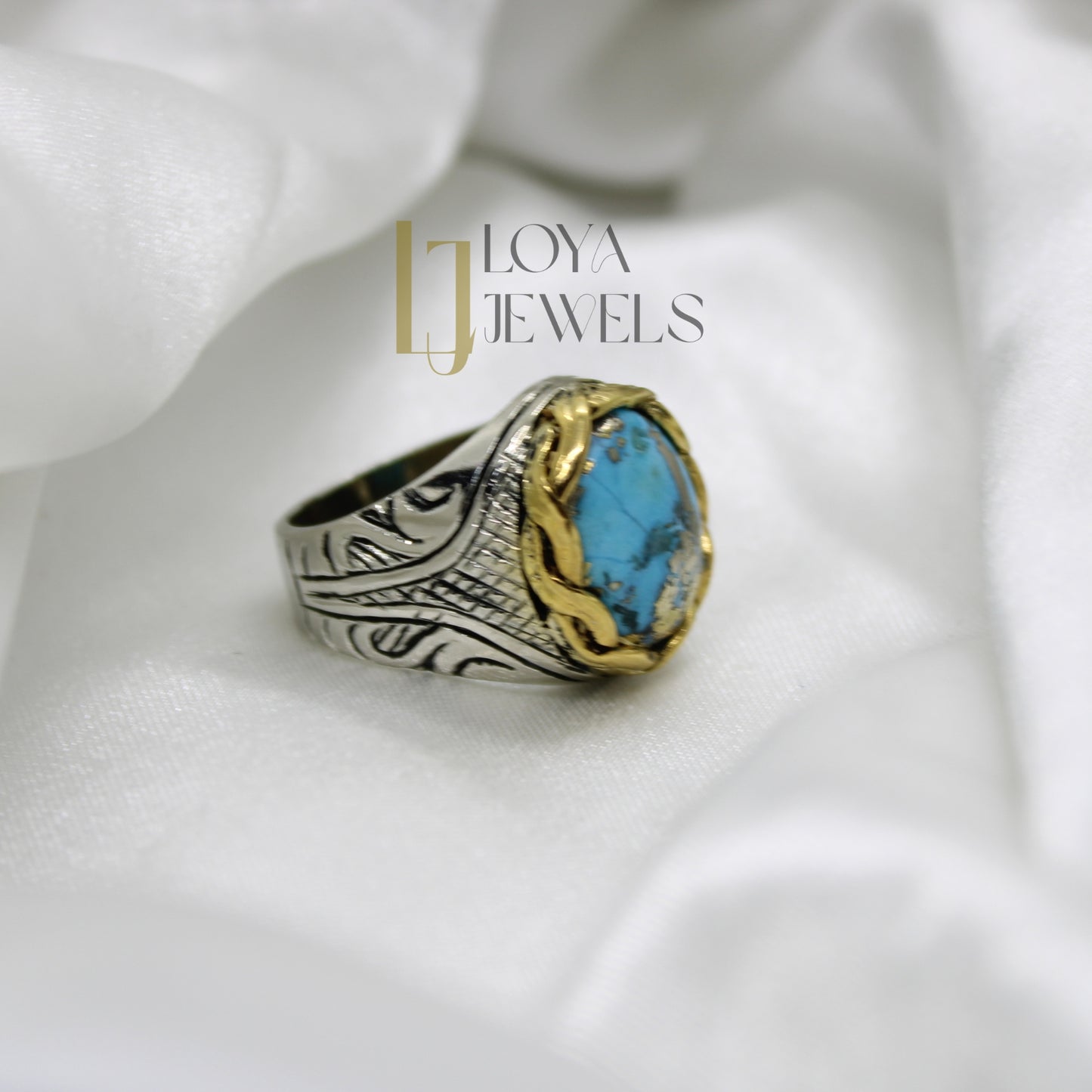 Natural Shajri Feroza Turquoise Ring