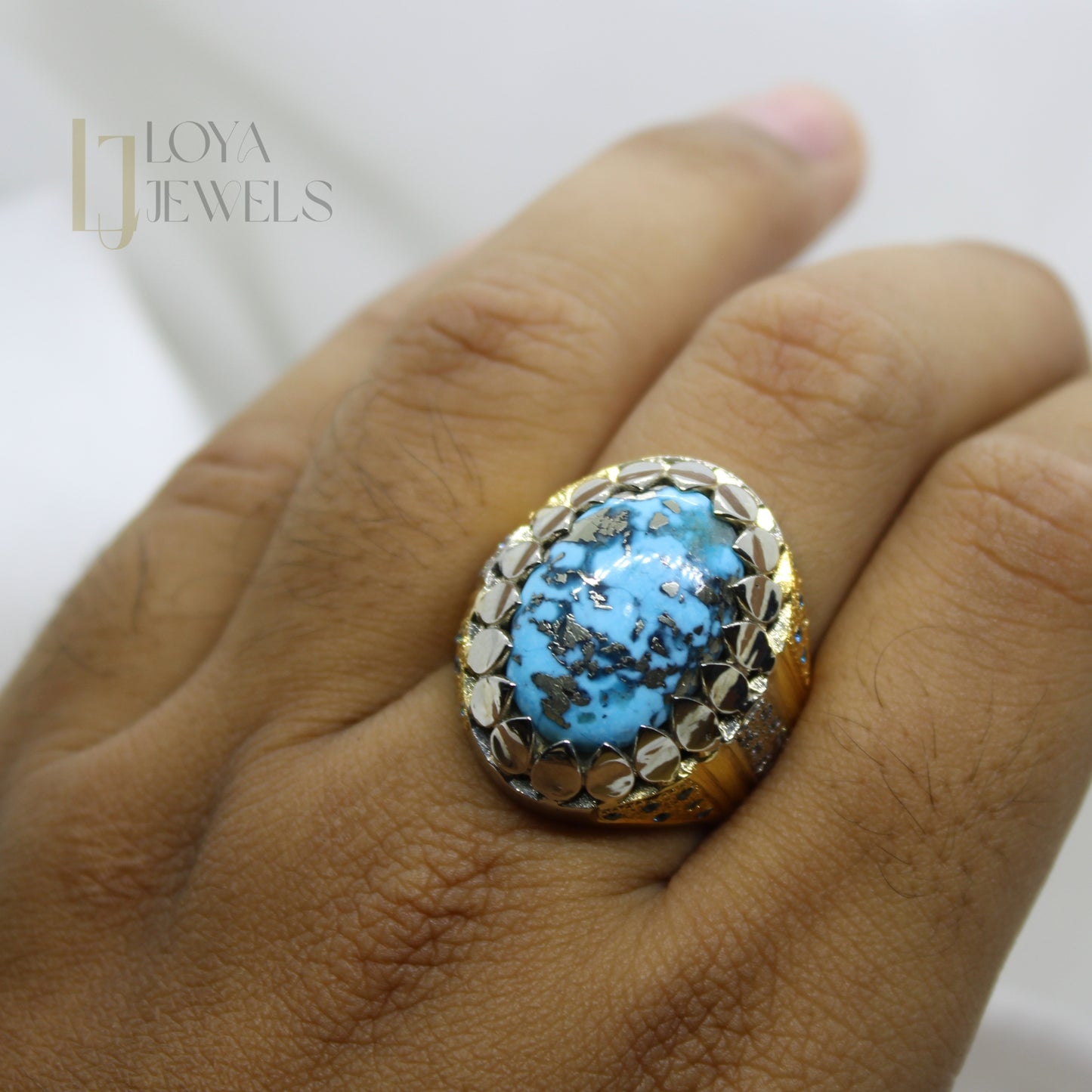 Natural Shajri Feroza Turquoise Ring